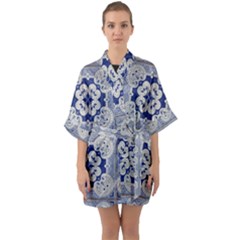 Ceramic-portugal-tiles-wall Half Sleeve Satin Kimono  by Amaryn4rt