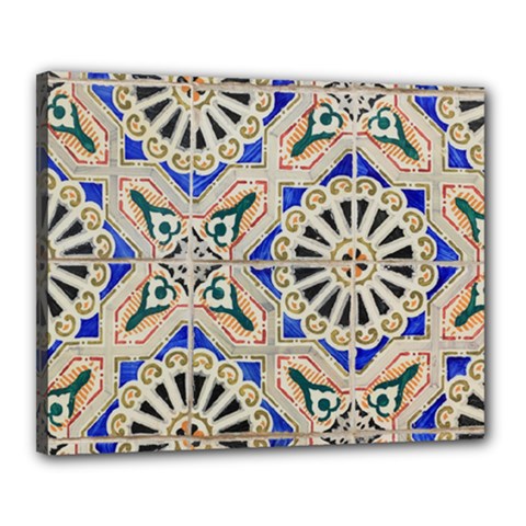 Ceramic-portugal-tiles-wall- Canvas 20  X 16  (stretched) by Amaryn4rt