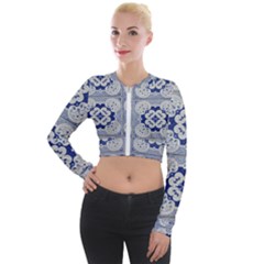 Ceramic-portugal-tiles-wall Long Sleeve Cropped Velvet Jacket by Amaryn4rt