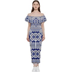 Ceramic-portugal-tiles-wall Bardot Ruffle Jumpsuit by Amaryn4rt