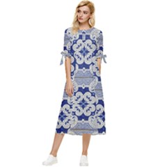 Ceramic-portugal-tiles-wall Bow Sleeve Chiffon Midi Dress by Amaryn4rt