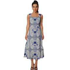 Ceramic-portugal-tiles-wall Square Neckline Tiered Midi Dress by Amaryn4rt