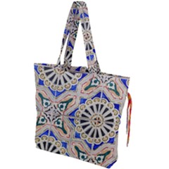 Ceramic-portugal-tiles-wall- Drawstring Tote Bag by Amaryn4rt