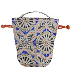 Ceramic-portugal-tiles-wall- Drawstring Bucket Bag by Amaryn4rt