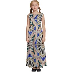 Ceramic-portugal-tiles-wall- Kids  Satin Sleeveless Maxi Dress by Amaryn4rt