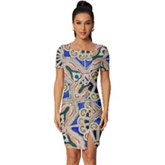 Ceramic-portugal-tiles-wall- Fitted Knot Split End Bodycon Dress by Amaryn4rt