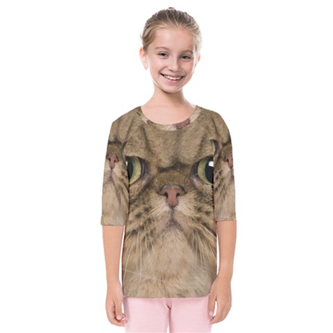 Cute Persian Catface In Closeup Kids  Quarter Sleeve Raglan T-shirt by Amaryn4rt