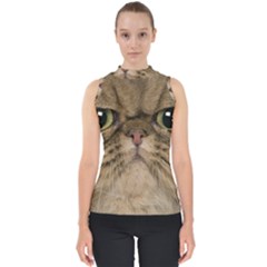 Cute Persian Catface In Closeup Mock Neck Shell Top by Amaryn4rt