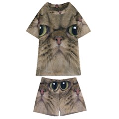 Cute Persian Catface In Closeup Kids  Swim T-shirt And Shorts Set by Amaryn4rt