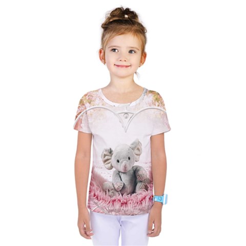 Elephant-heart-plush-vertical-toy Kids  One Piece T-shirt by Amaryn4rt