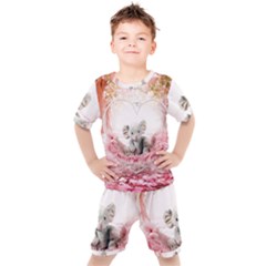 Elephant-heart-plush-vertical-toy Kids  T-shirt And Shorts Set by Amaryn4rt