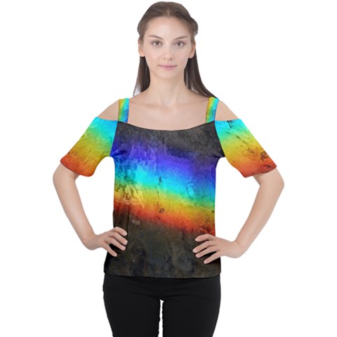 Rainbow-color-prism-colors Cutout Shoulder T-shirt by Amaryn4rt