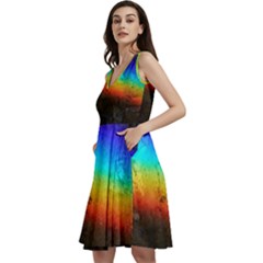 Rainbow-color-prism-colors Sleeveless V-neck Skater Dress With Pockets by Amaryn4rt