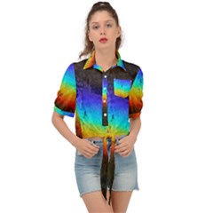 Rainbow-color-prism-colors Tie Front Shirt  by Amaryn4rt