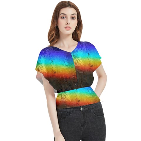 Rainbow-color-prism-colors Butterfly Chiffon Blouse by Amaryn4rt