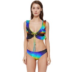 Rainbow-color-prism-colors Low Cut Ruffle Edge Bikini Set by Amaryn4rt