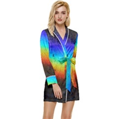 Rainbow-color-prism-colors Long Sleeve Satin Robe by Amaryn4rt