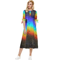 Rainbow-color-prism-colors Bow Sleeve Chiffon Midi Dress by Amaryn4rt