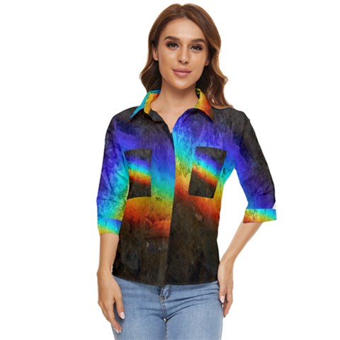 Rainbow-color-prism-colors Women s Quarter Sleeve Pocket Shirt by Amaryn4rt