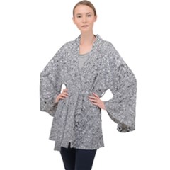 Abstract Flowing And Moving Liquid Metal Long Sleeve Velvet Kimono  by Amaryn4rt