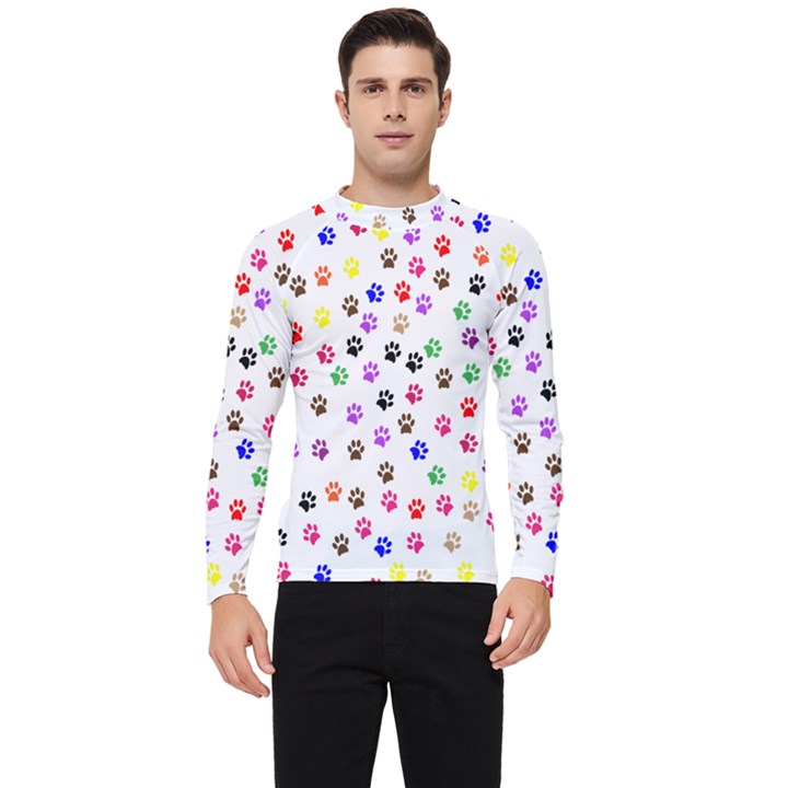 Paw Prints Background Men s Long Sleeve Rash Guard