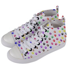 Paw Prints Background Women s Mid-top Canvas Sneakers by Amaryn4rt