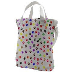 Paw Prints Background Canvas Messenger Bag by Amaryn4rt