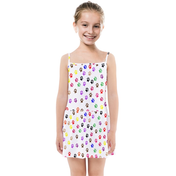 Paw Prints Background Kids  Summer Sun Dress