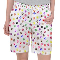 Paw Prints Background Women s Pocket Shorts by Amaryn4rt