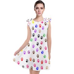 Paw Prints Background Tie Up Tunic Dress by Amaryn4rt