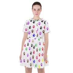 Paw Prints Background Sailor Dress by Amaryn4rt