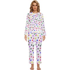 Paw Prints Background Womens  Long Sleeve Lightweight Pajamas Set by Amaryn4rt