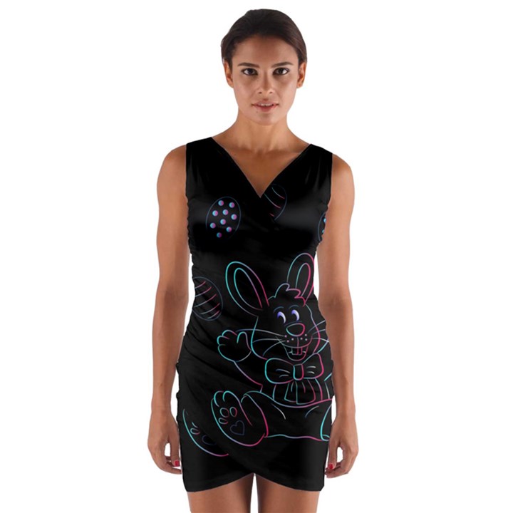 Easter-bunny-hare-rabbit-animal Wrap Front Bodycon Dress