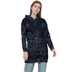 Easter-bunny-hare-rabbit-animal Women s Long Oversized Pullover Hoodie by Amaryn4rt