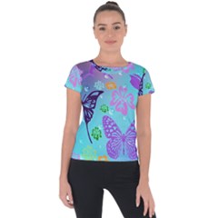 Butterfly Vector Background Short Sleeve Sports Top  by Amaryn4rt