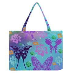 Butterfly Vector Background Zipper Medium Tote Bag by Amaryn4rt