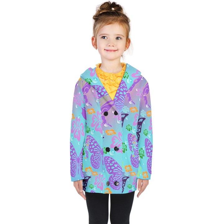 Butterfly Vector Background Kids  Double Breasted Button Coat