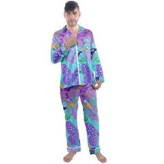 Butterfly Vector Background Men s Long Sleeve Satin Pajamas Set