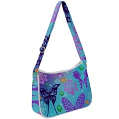 Butterfly Vector Background Zip Up Shoulder Bag by Amaryn4rt