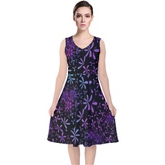 Retro-flower-pattern-design-batik V-neck Midi Sleeveless Dress  by Amaryn4rt