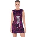 Retro-flower-pattern-design-batik- Lace Up Front Bodycon Dress View1