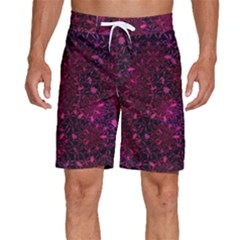 Retro-flower-pattern-design-batik- Men s Beach Shorts by Amaryn4rt