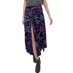 Retro-flower-pattern-design-batik Velour Split Maxi Skirt by Amaryn4rt