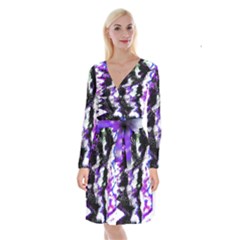 Abstract Canvas-acrylic-digital-design Long Sleeve Velvet Front Wrap Dress by Amaryn4rt