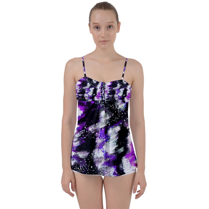 Abstract Canvas-acrylic-digital-design Babydoll Tankini Top