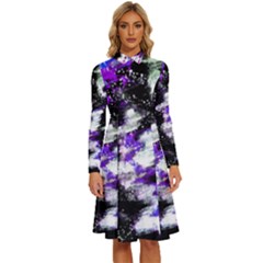 Abstract Canvas-acrylic-digital-design Long Sleeve Shirt Collar A-line Dress by Amaryn4rt