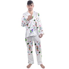 Star-structure-many-repetition- Men s Long Sleeve Satin Pajamas Set