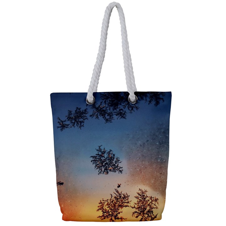 Hardest-frost-winter-cold-frozen Full Print Rope Handle Tote (Small)