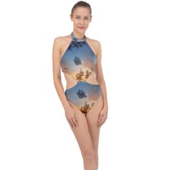 Hardest-frost-winter-cold-frozen Halter Side Cut Swimsuit by Amaryn4rt