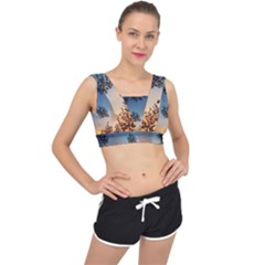 Hardest-frost-winter-cold-frozen V-back Sports Bra by Amaryn4rt